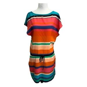 Twelfth Street By Cynthia Vincent 100% Silk Multi Colour Shift Dress Size S
